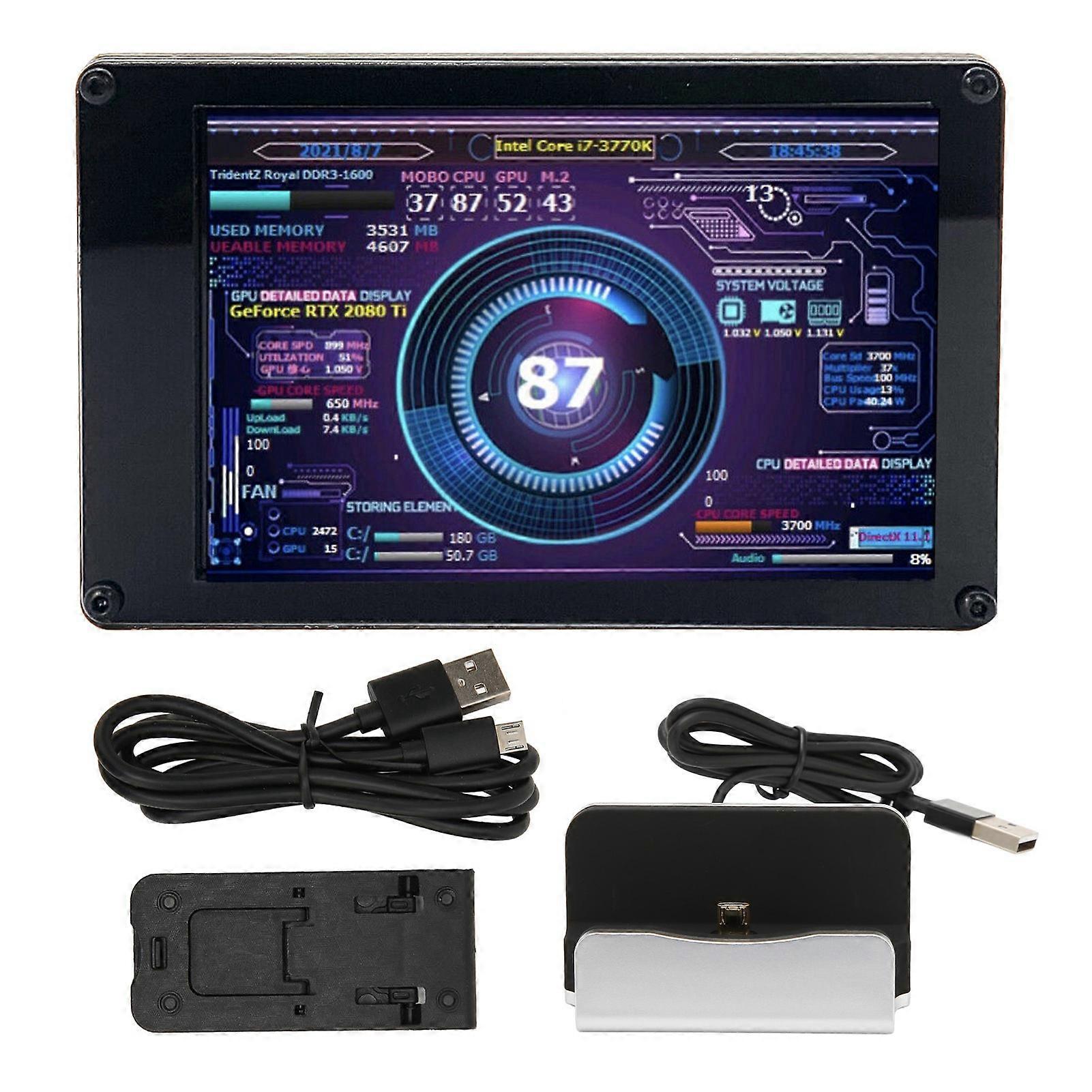 Computer-Temperaturmonitor, 3,5 Zoll IPS USB-Mini-Bildschirm, AIDA64, PC-CPU-RAM-Datenmonitor, PC-Sensorpanel, dynamische Anzeige