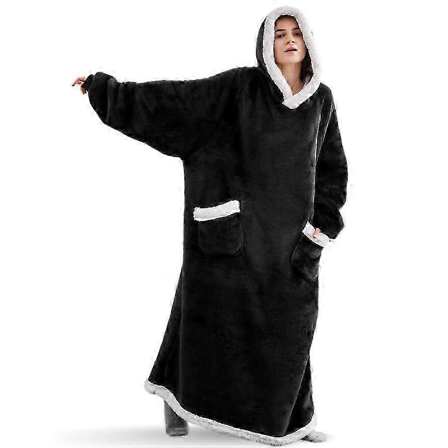 Winter Blanket Extended Vertical Pocket Flip Fur Lazy Blanket Flannel Lamb Wool Tv Blanket Bathrobe