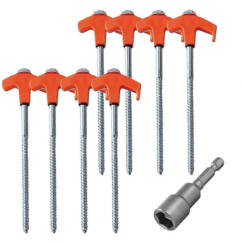 8Pcs Screw in Tent Stakes with Hex Socket Heavy Duty Spiral Screw Tent Stakes Pegs Screw for Outdoo
