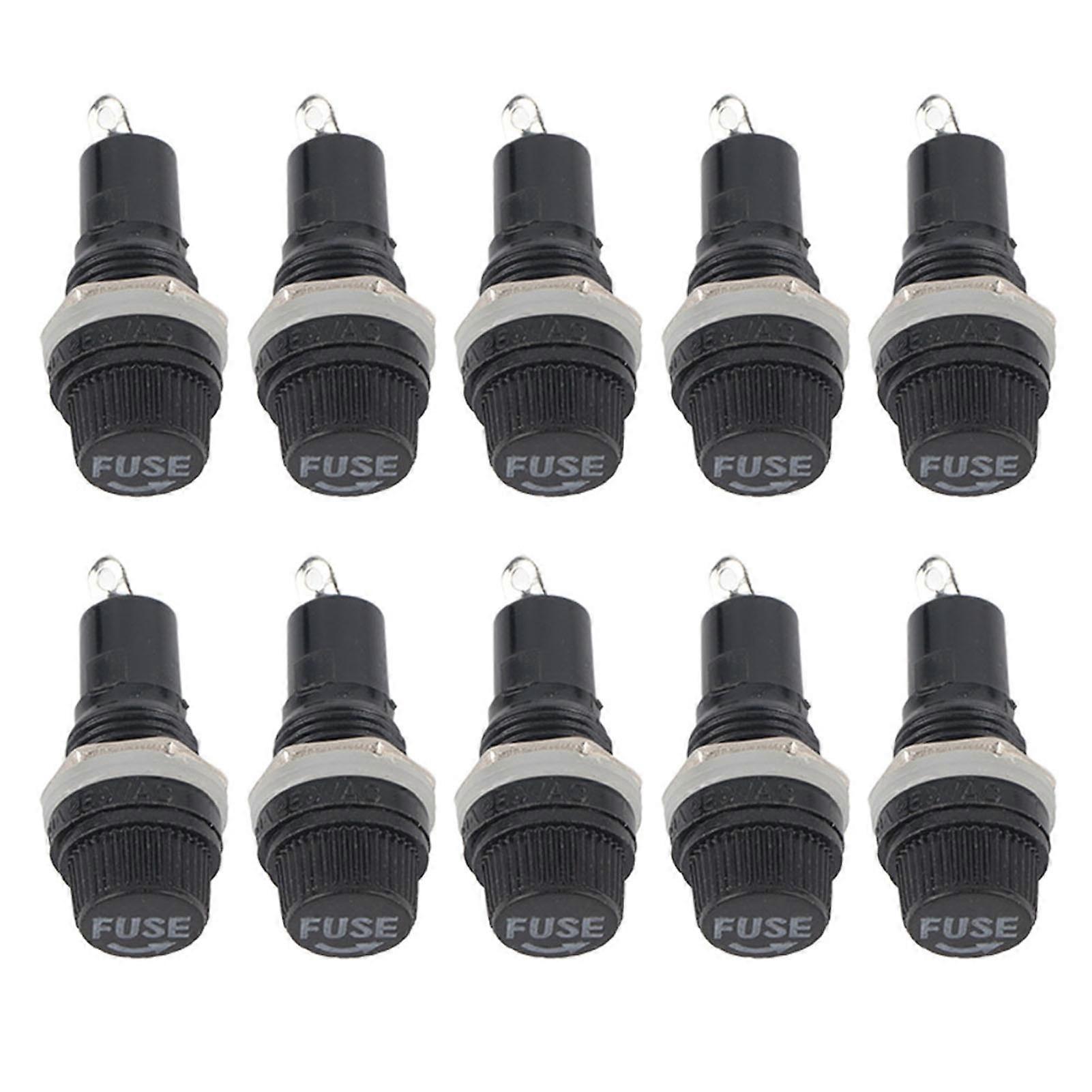 10pcs Panel Mount Screw Cap Fuse Holder Case for Radio Glass Tube Fuses 5 x 20mm