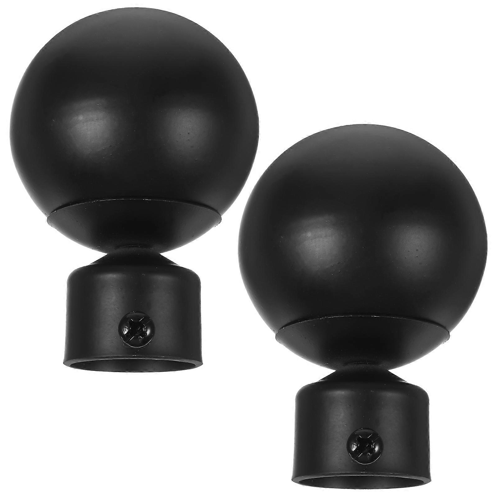 2 Pcs 28mm Window Curtain Rod End Black Unique Design Drapery Pole Drape Rod Finals Head Finials Fit for Home Office