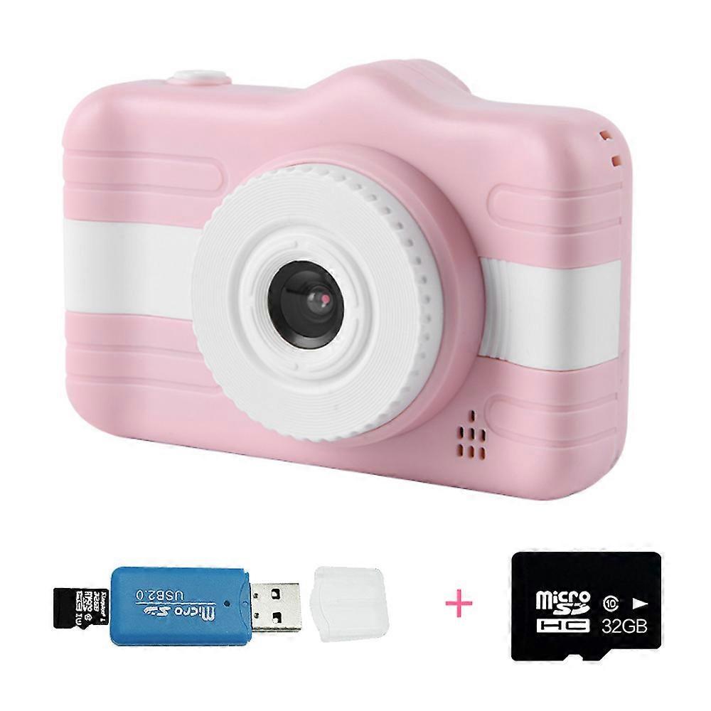 HD digital children's camera - (pink)+32G memory card+card reader