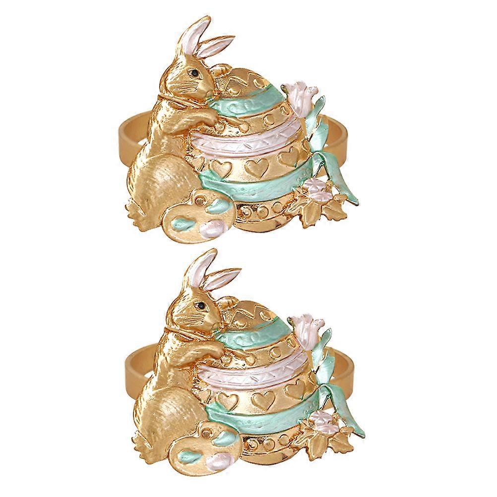 2pcs Rabbit Serviette Ring Napkin Buckle Napkin Ring Rabbit Buckle Easter Dinning Table Decor