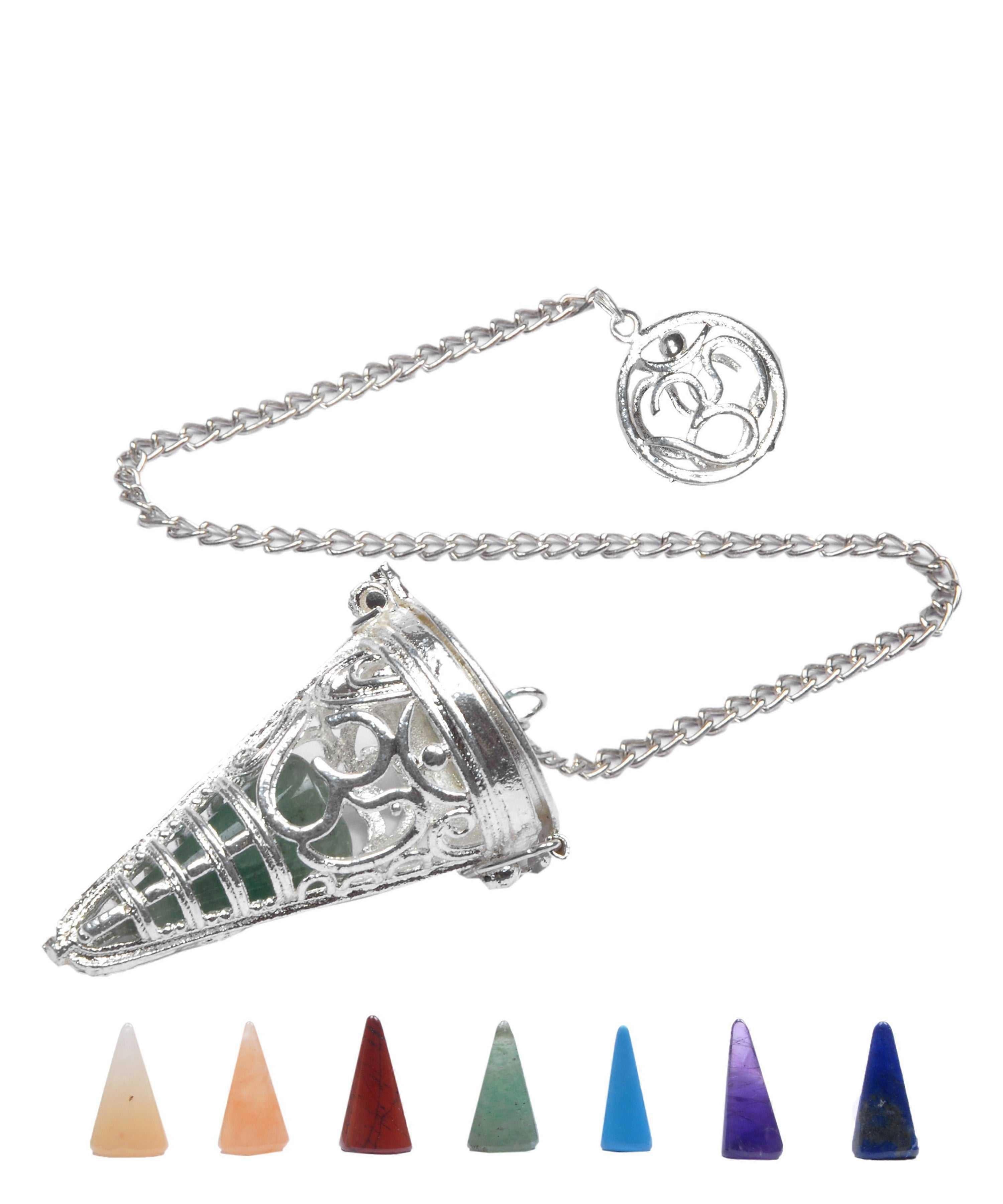 Seven Chakra Cage Healing Aum Pendulum