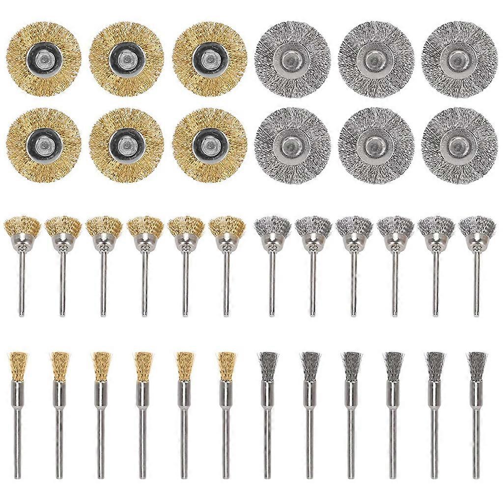  36 Pcs/set Brass Coated Wire Brushes for Drill Paint Stripper Rust Remover