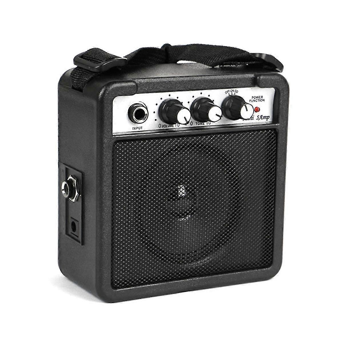 5W Mini Guitar Amplifier Amp Speaker with 3.5mm & 6.35mm Inputs 1/4 Inch Output with Volume Tone Adjustment Overdrive