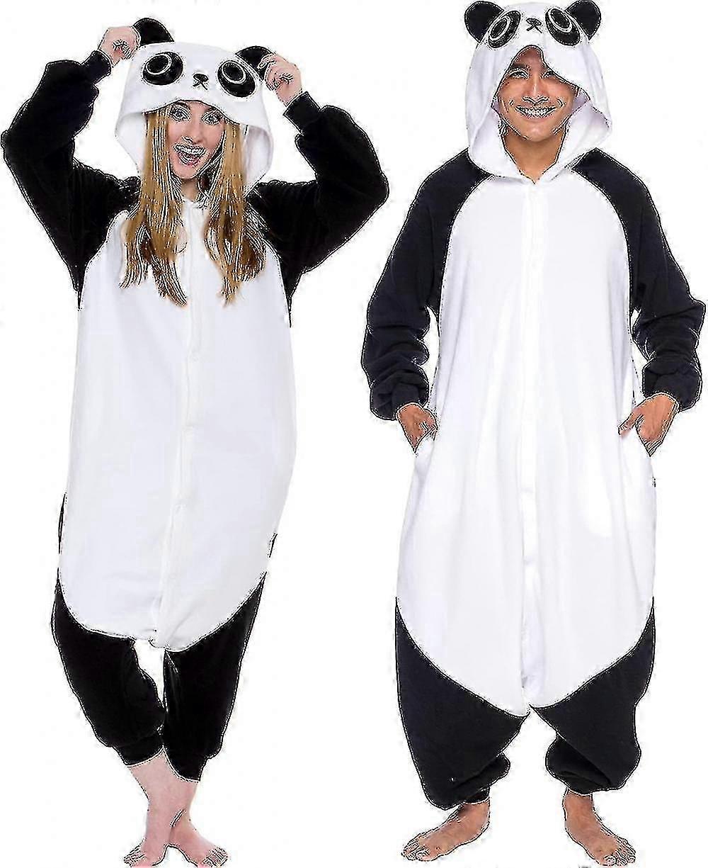 大人のハロウィーンパンダのコスチューム、動物と海の生き物-大人のためのぬいぐるみワンピースコスプレスーツ1個XXL