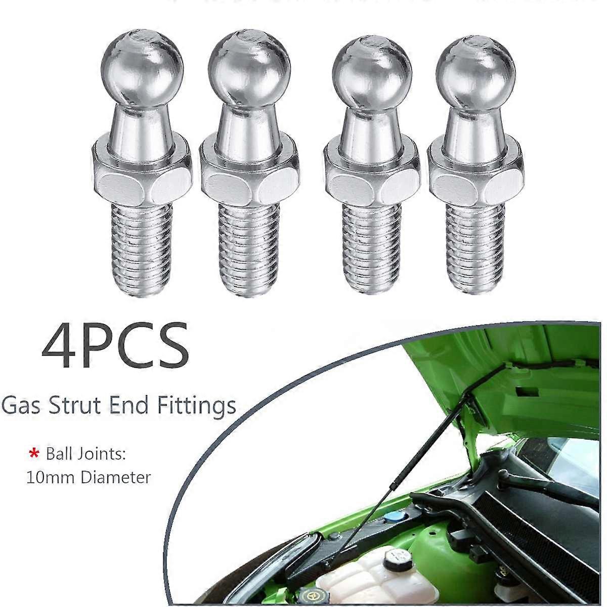 4pcs Universal Silver Boot Bonnet Gas Strut Bar End Fitting 10mm M8 Ball Pin Joint Valve