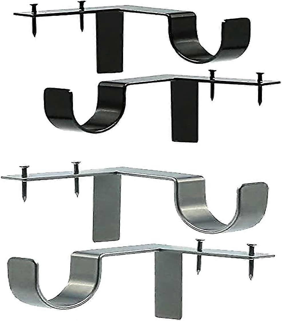 4-حزمة ستارة رود أقواس لا حاجة للحفر ، قابل للتعديل جدار جبل الستار رود قوس تركيبات الفضة الأسود المعدني