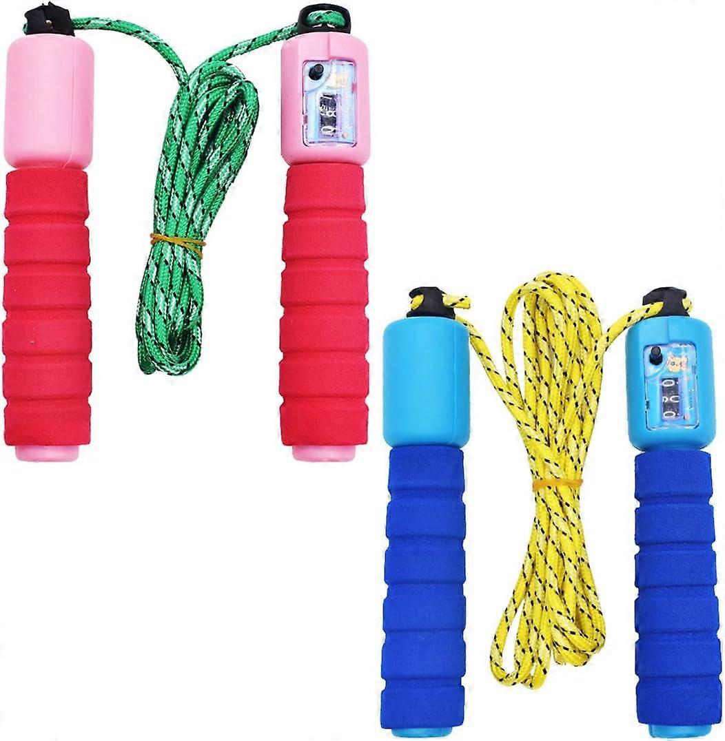 Children Jump Rope 2 Pack Adjustable Jump with Counter Anti-slip Foam Skipping Rope Jump Rope Fat Burning Jumping for Exercise Workout