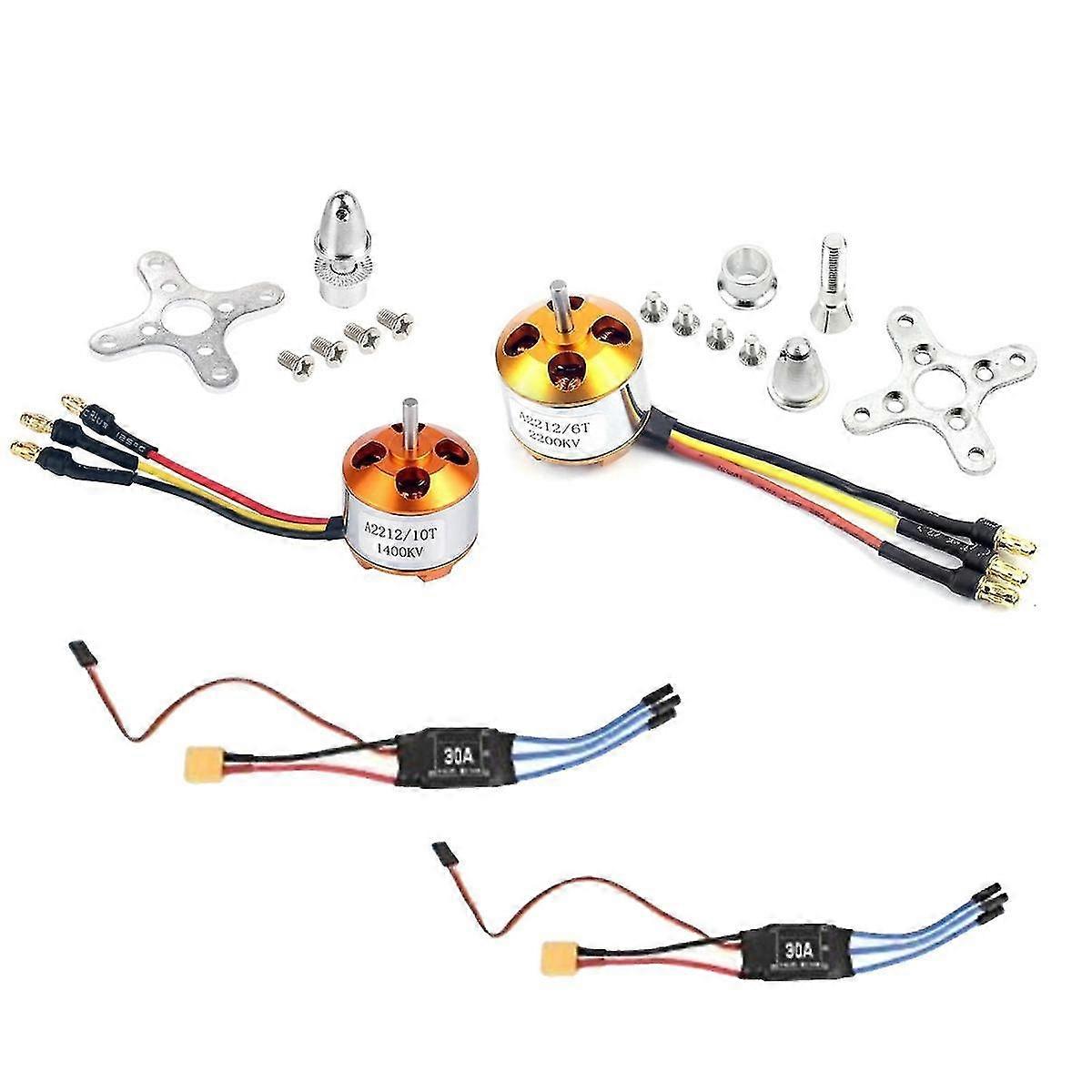 2pack 2212 1400kv/2200kv Brushless Outrunner Motor With Mount 10t/6t+30a Xt60 Esc For Rc Aircraft Q-Useful