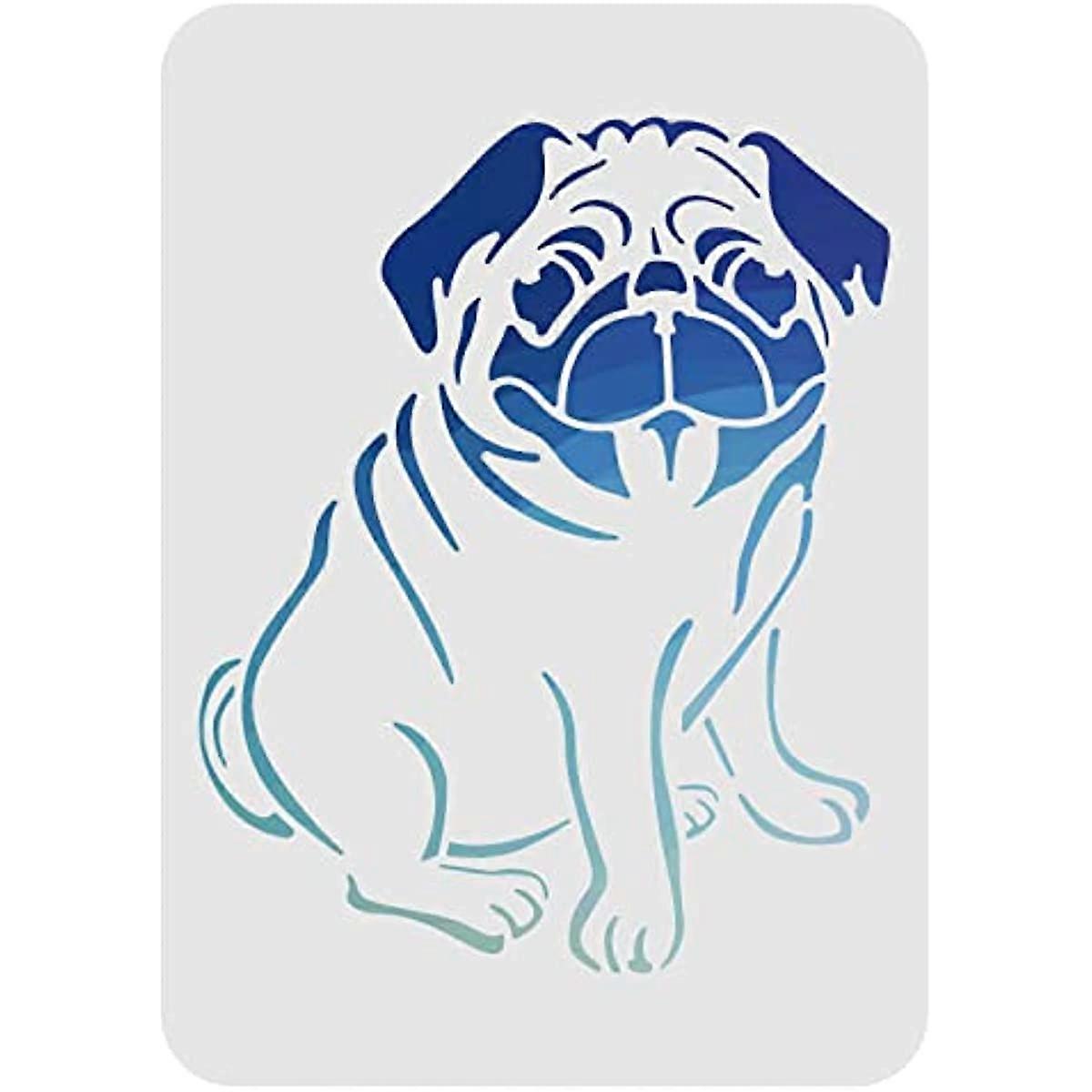 Dog Drawing Painting Stencils Templates 11.6x8.3 Inch Plastic Stencils Decoration Square Rectangle Reusable Stencils for Painting on Wood Floor Tile W