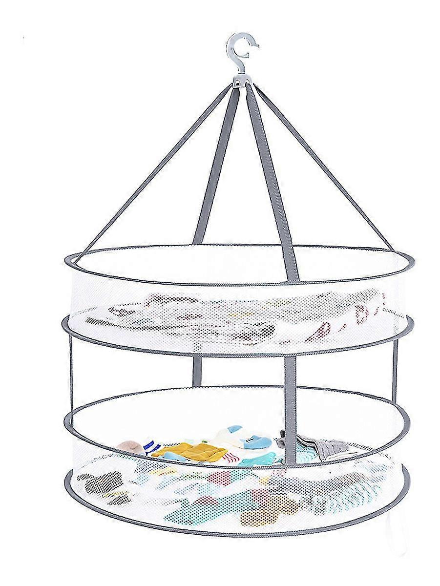 Double Layer Clothes Basket Foldable Windproof Underwear Clothes Net Multifunctional Clothes Drying Basket (1pcs)