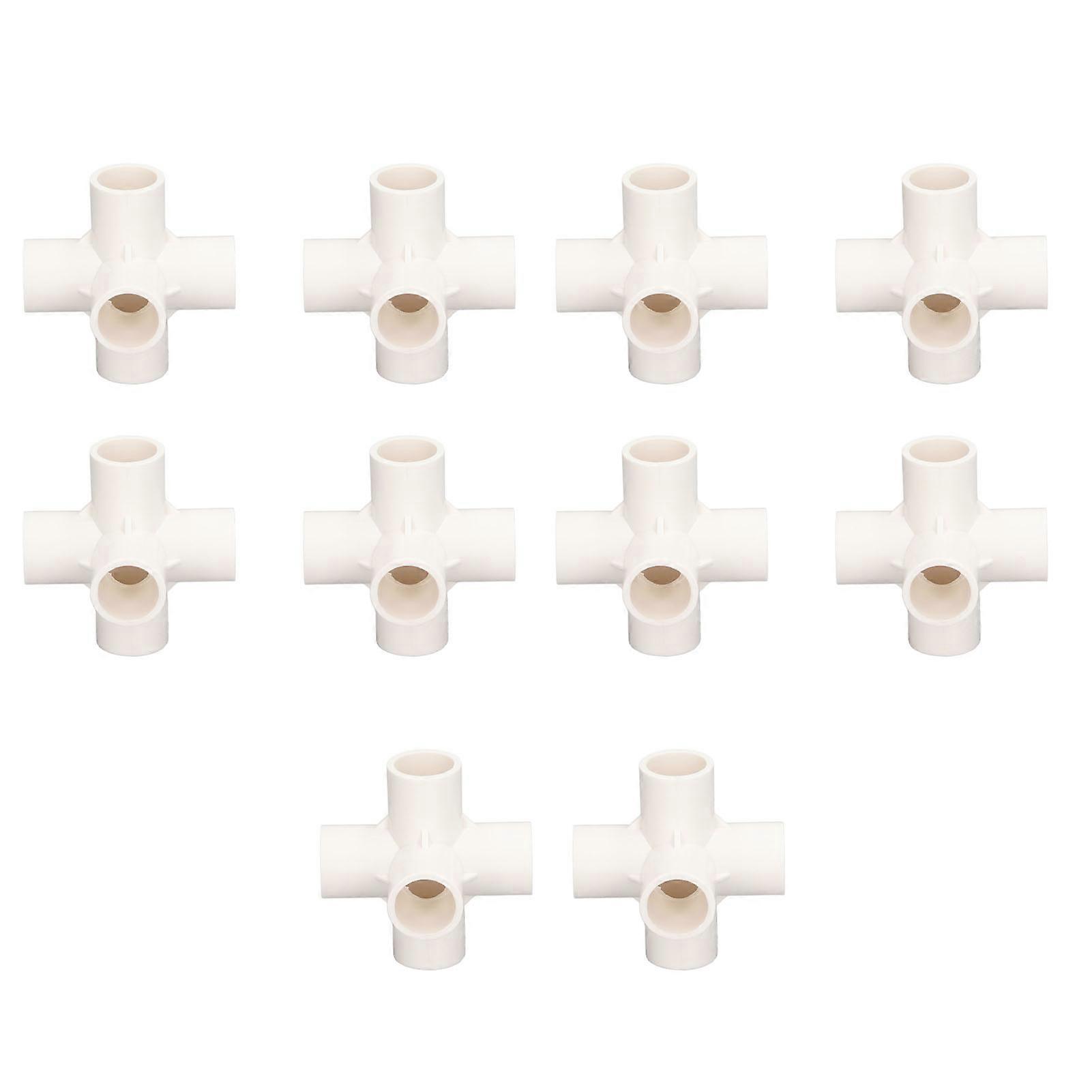 10 Pcs PVC Pipe Fitting 20mm 5 Way Right Angle 3 Dimensional Elbow Pipe Connector for Furniture White