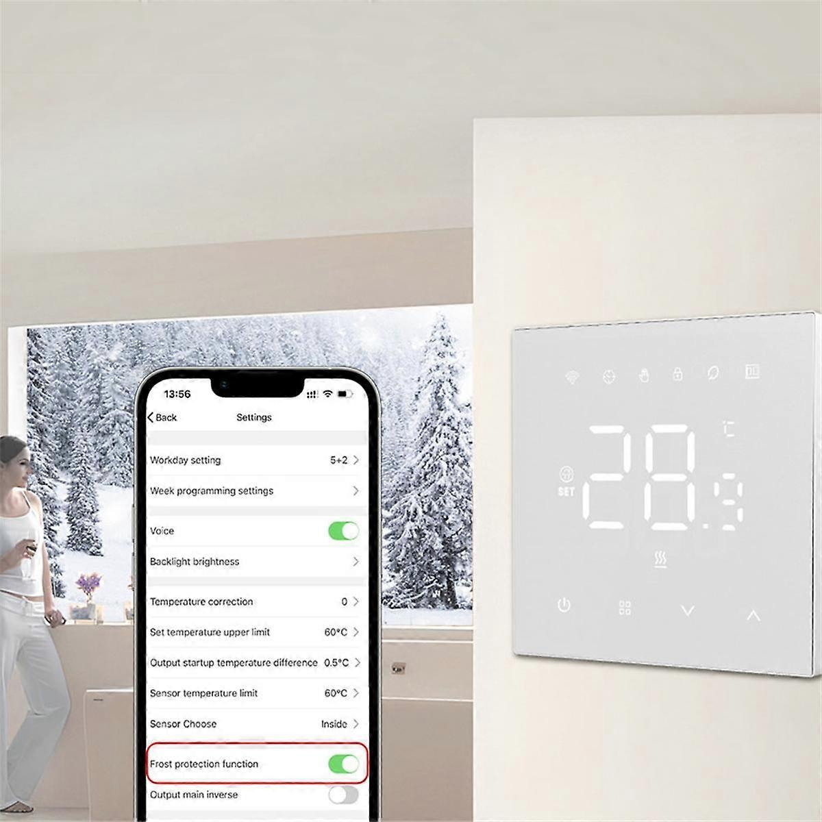 Tuya Smart WiFi Thermostat Warm Floor Heating 220v 16A Gas Boiler Electric Temperature Controller Home Alexa Black