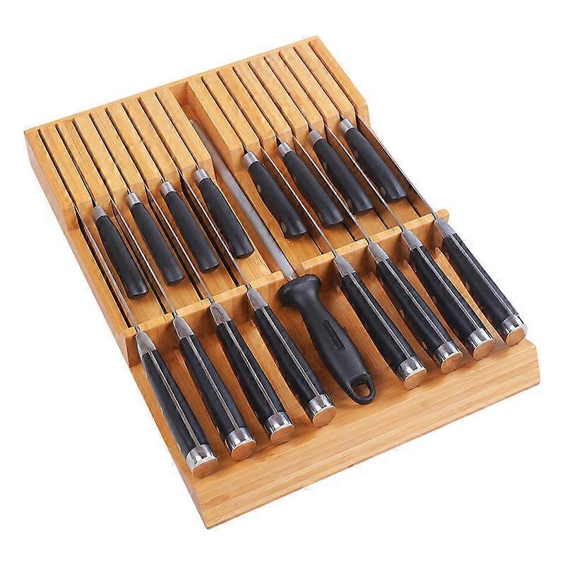Drawer Knife Block Bamboo Kitchen Knife Drawer Organizer
