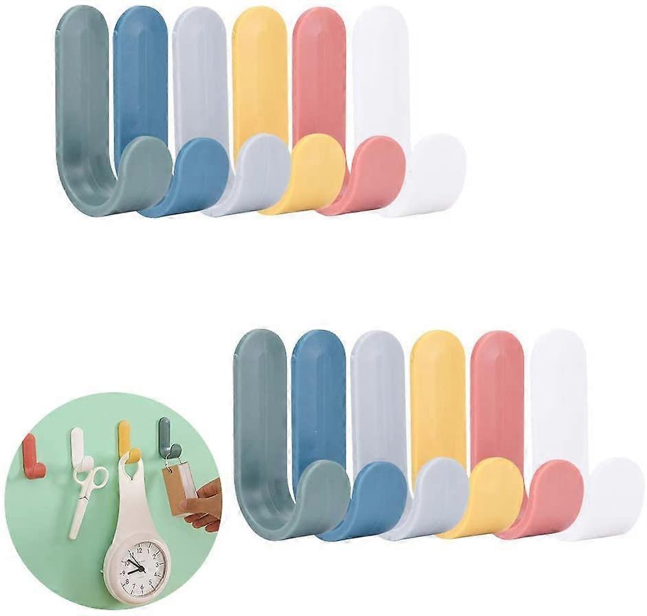 12 Pieces Wall Hooks Wall Hooks, Self Adhesive Wall Hooks, Plastic Adhesive Hooks