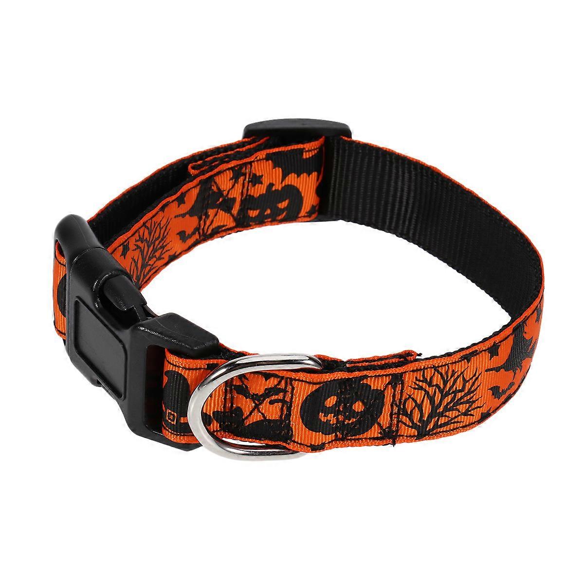 Halloween Pet Ring Dog Collar Pumpkin Hat Pattern Pet Collar Personalized Collars Size S