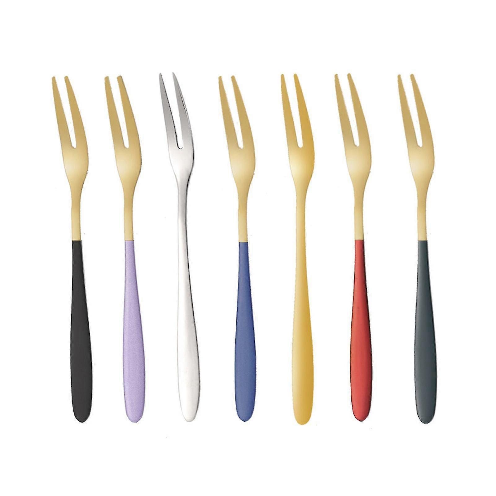 7pcs Gift Elegant Kitchen Tableware Stainless Steel For Party Fruit Fork Salad