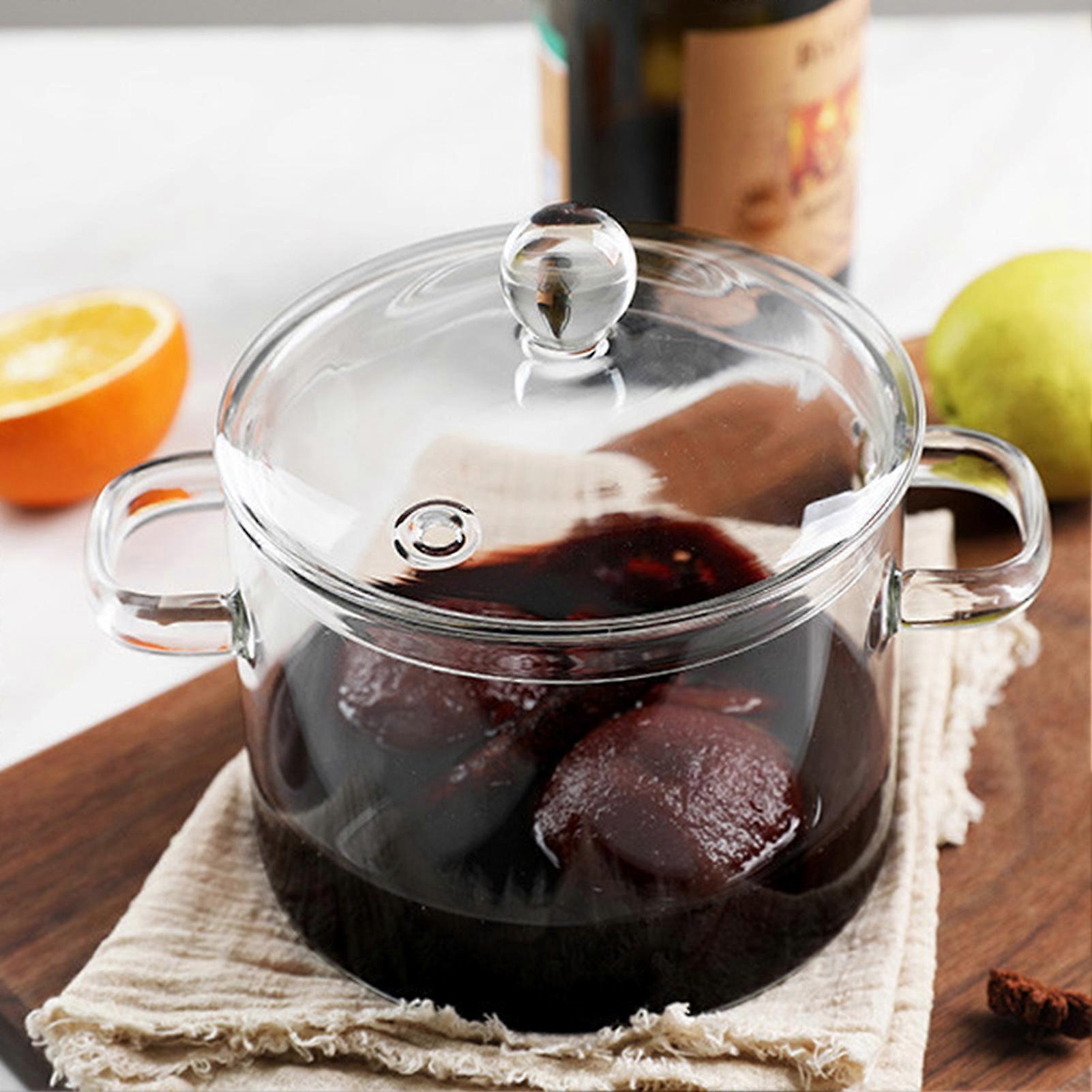 Pentola In Vetro Borosilicato 2L Con Coperchio E Manici A U - Adatta A Forno, Microonde E Lavastoviglie
