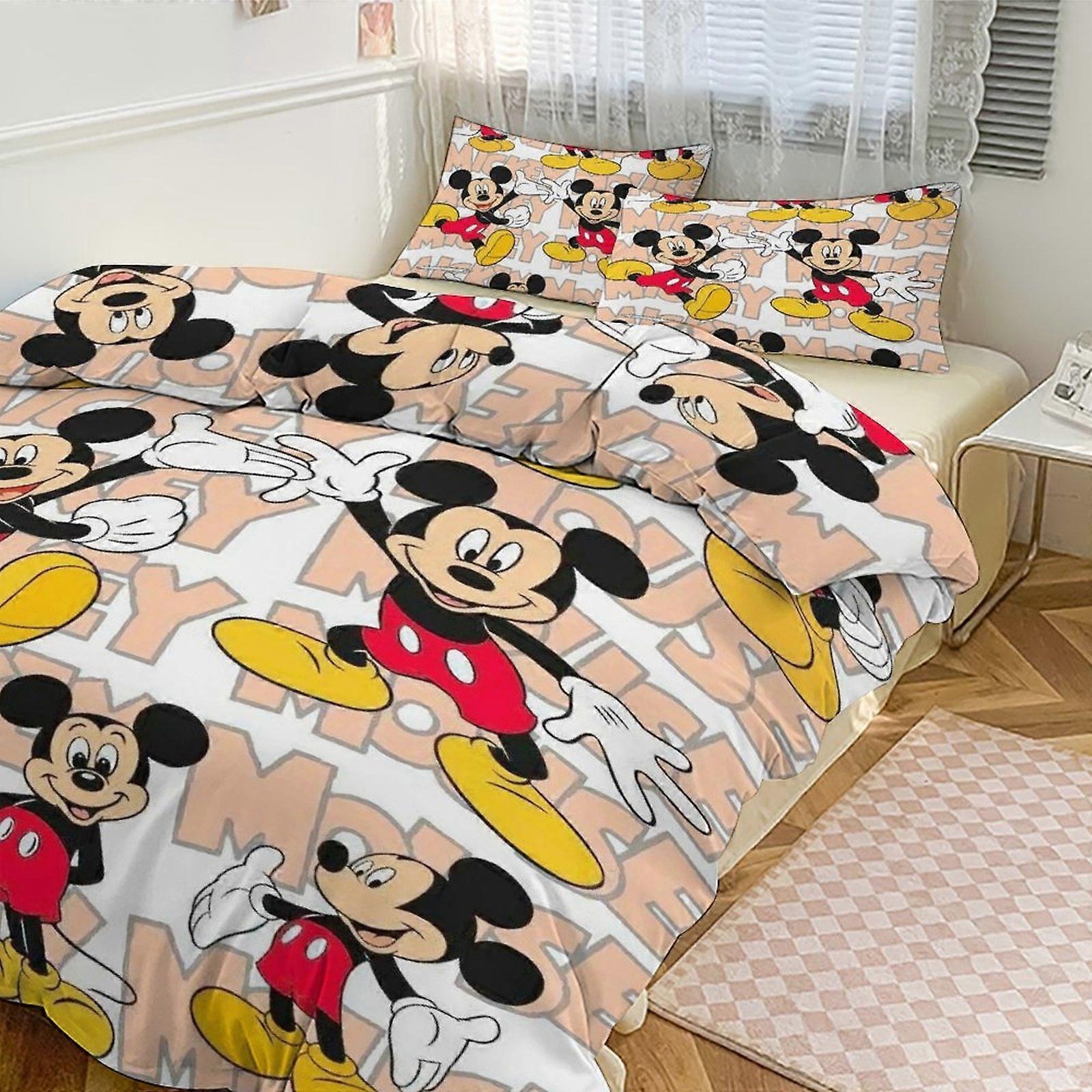 Lençóis g560 Conjunto de Cama com Estampa de Mickey Padrão Conjunto de Edredom Enseada 3 Peças 1 Capa de Colcha e 2 Fronhas para Mulheres Homens Adolescentes tq560 Lençóis