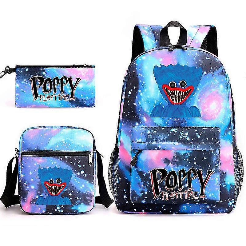 3pcs/set Cute Young Classic Doll Pattern Student Nylon Adjustable Backpack