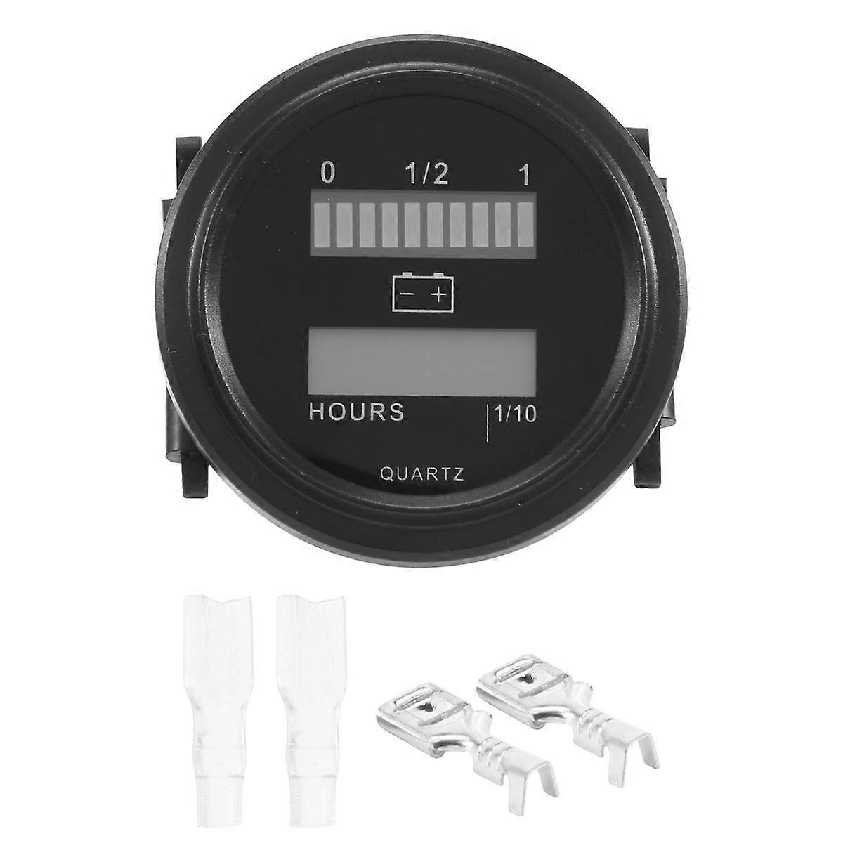 LED with Hour Meter Round Battery Indicator Meter Gauge 12/24V 36V 48V 72V for Boat Golf Cart Club