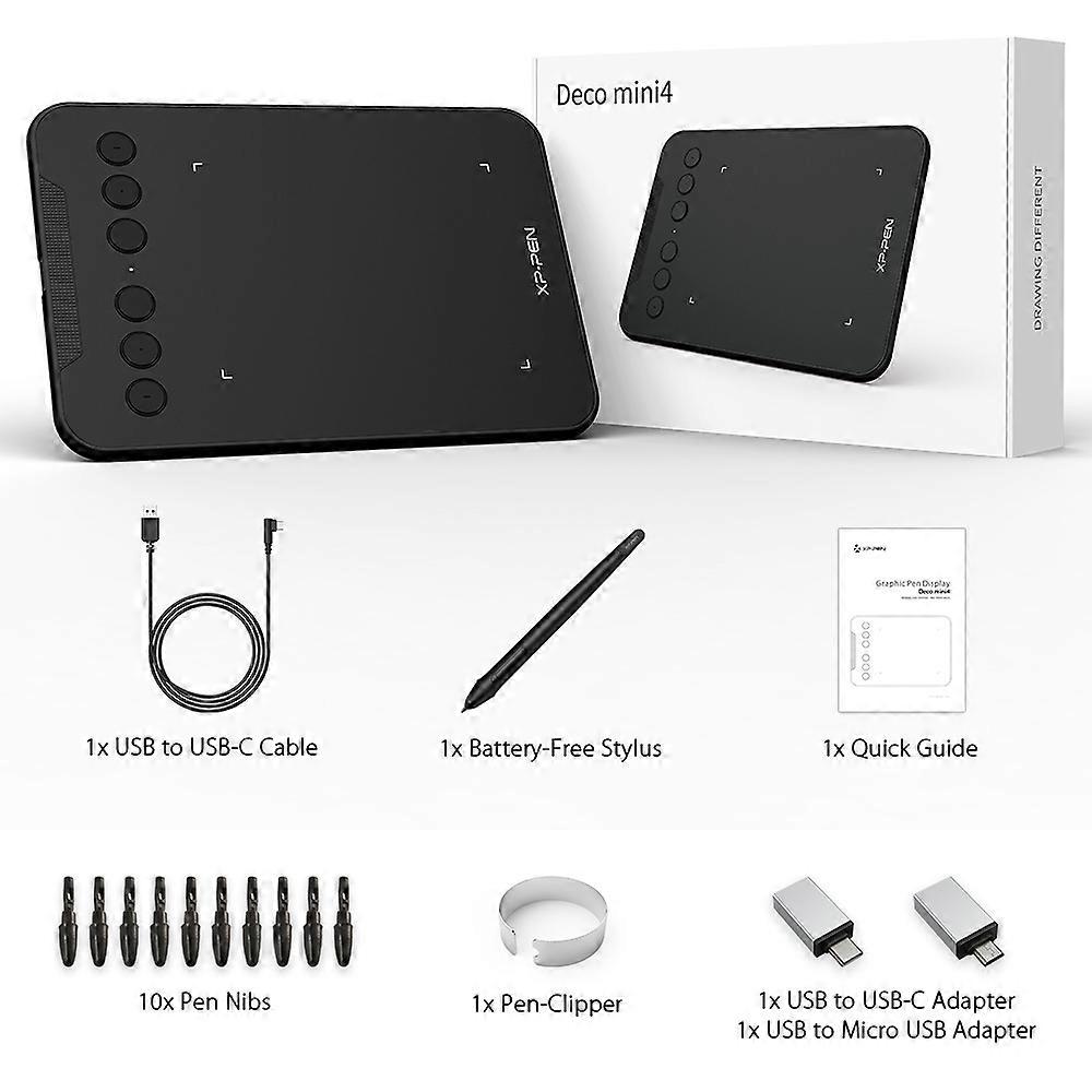 Deco Mini 4 Digitale Tekentablet met 6 Sneltoetsen 8192 Niveaus Grafische Tablet Ondersteuning Android Mac Windows Handtekening