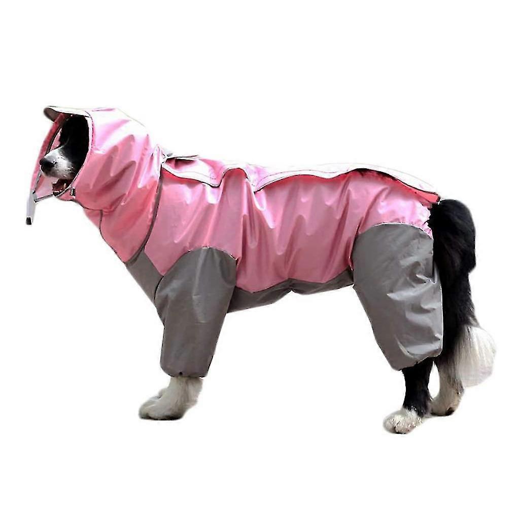 Pink Dog Raincoat With Detachable Hoodie, Drawstring Coat, 10 Sizes