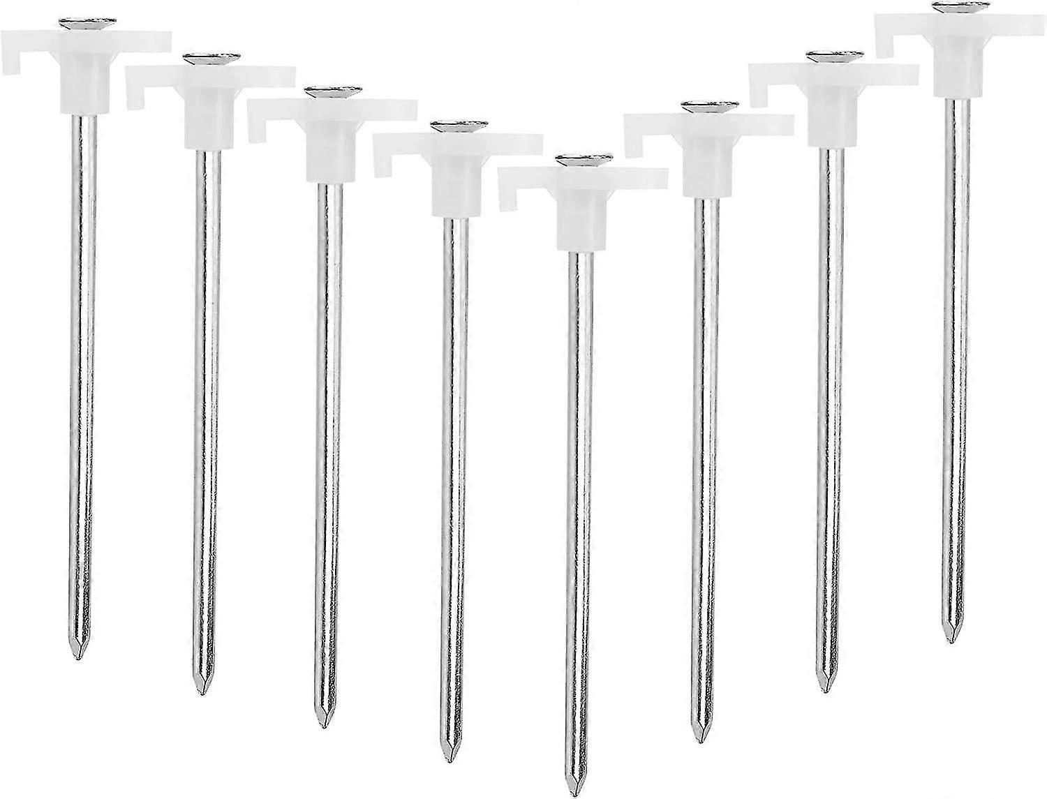 Tent Stakes, 8pc-pack Galvanized Steel Pop Up Tent Stakes Pegs With Fluorescent Stopper For Pitching Camping Tents Canopy1setsilver