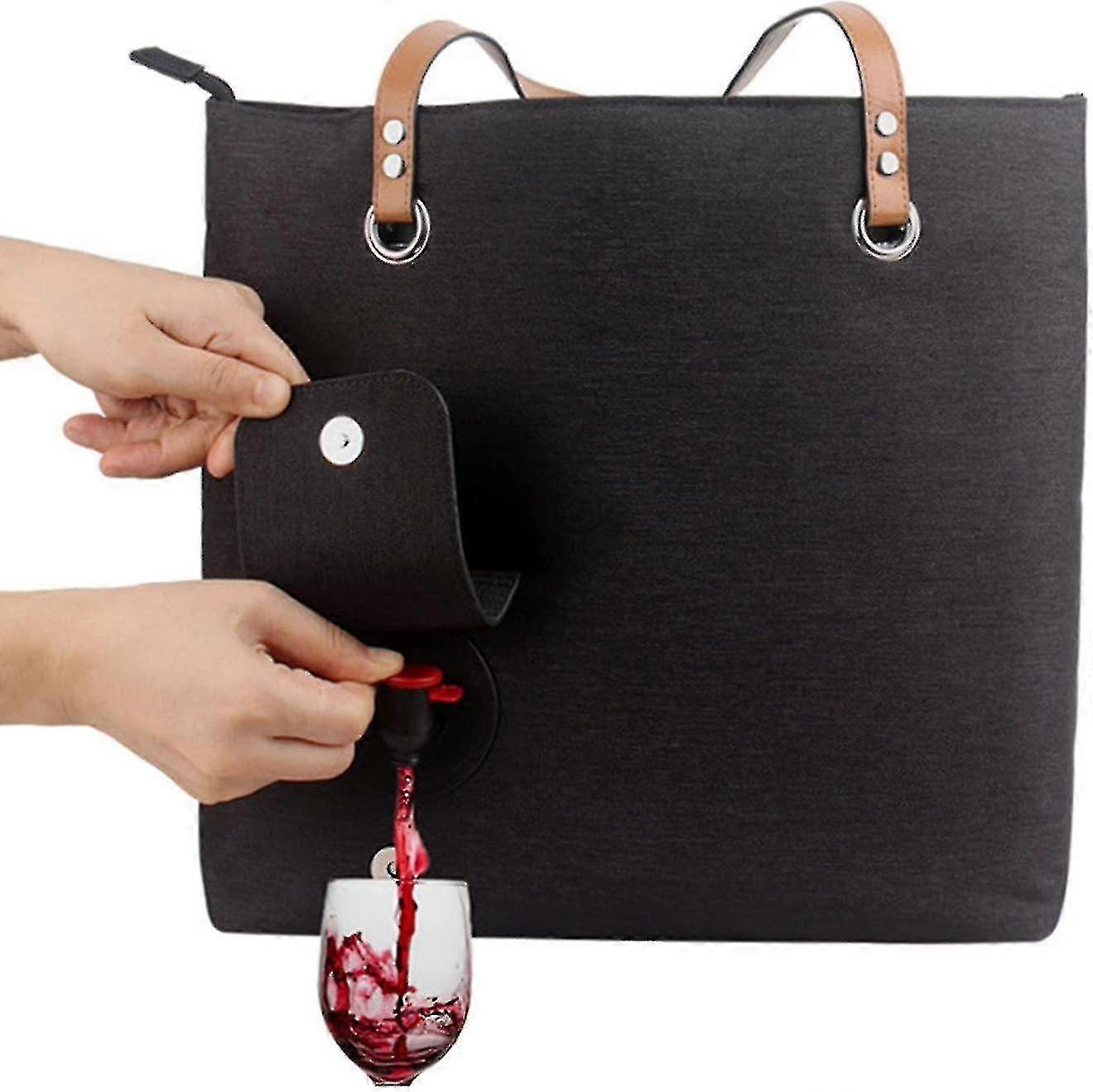 Shared Wine Tote With Drink Dispenser, Tote Shoulder Bag For Beach, Travel, Picnic, Camping Large