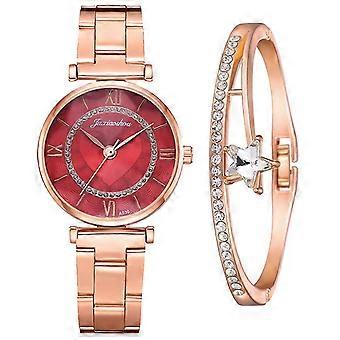 Fashion Ladies Diamond Steel Band Bracelet Watch Set Elegant Geometric Bracelet