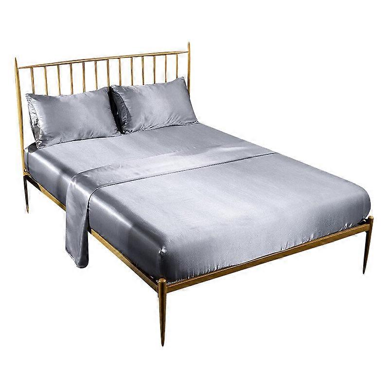 Fitted Sheet Queen Size Grey Luxury Silky Set With Pillow Cases Sheets