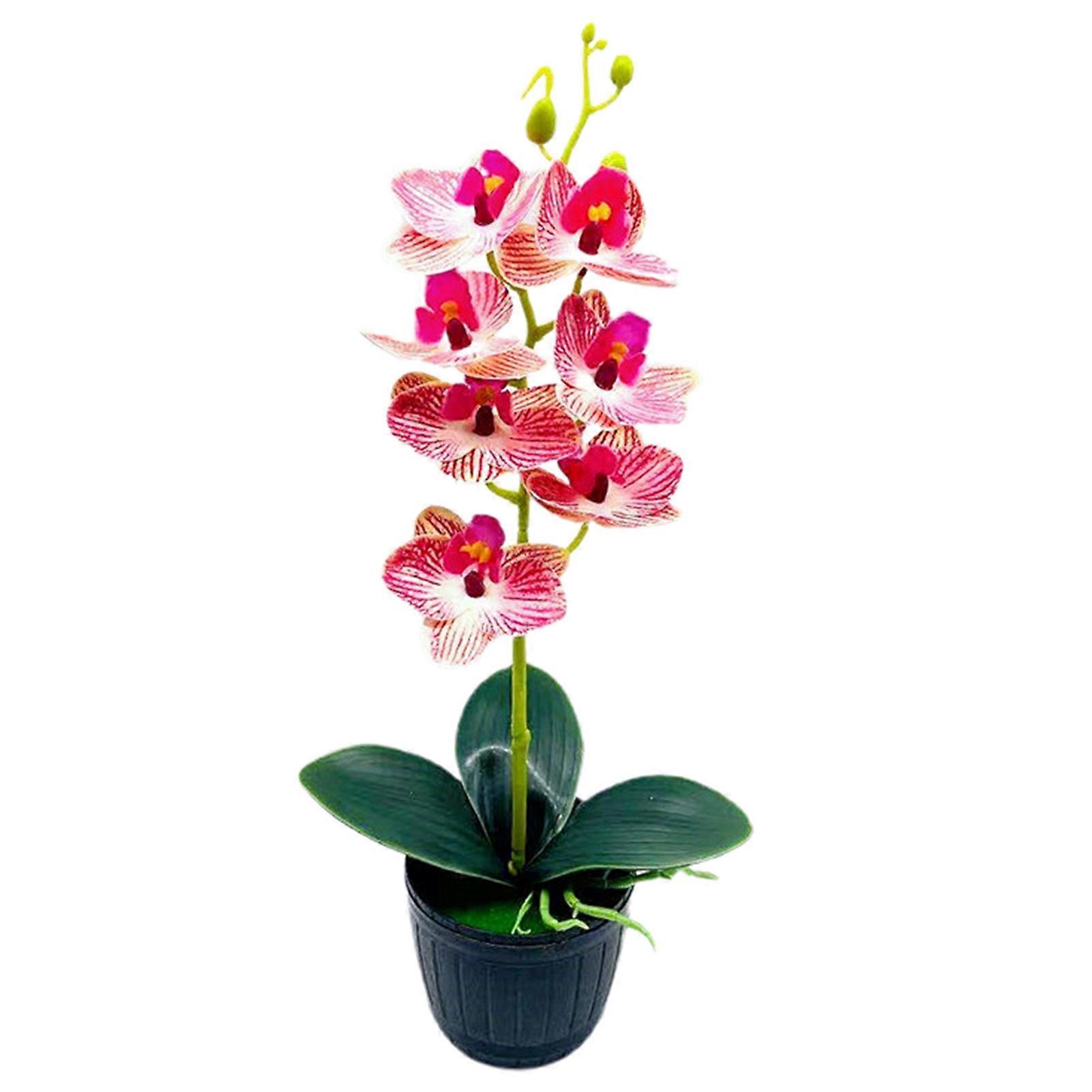 1 Set Artificial Orchid Flowers Pot Natural-Looking Plastic Showcase Shelf Imitation Potted Plant Home Decor KAESI