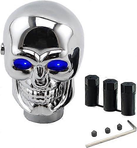 Skull Shift Knob, Skull Gear Shift Head Resin Shifter Knob, Universal Gear Shift Knobs Fit Most Automatic Transmissions 4.3*6.8cm Silver&Blue
