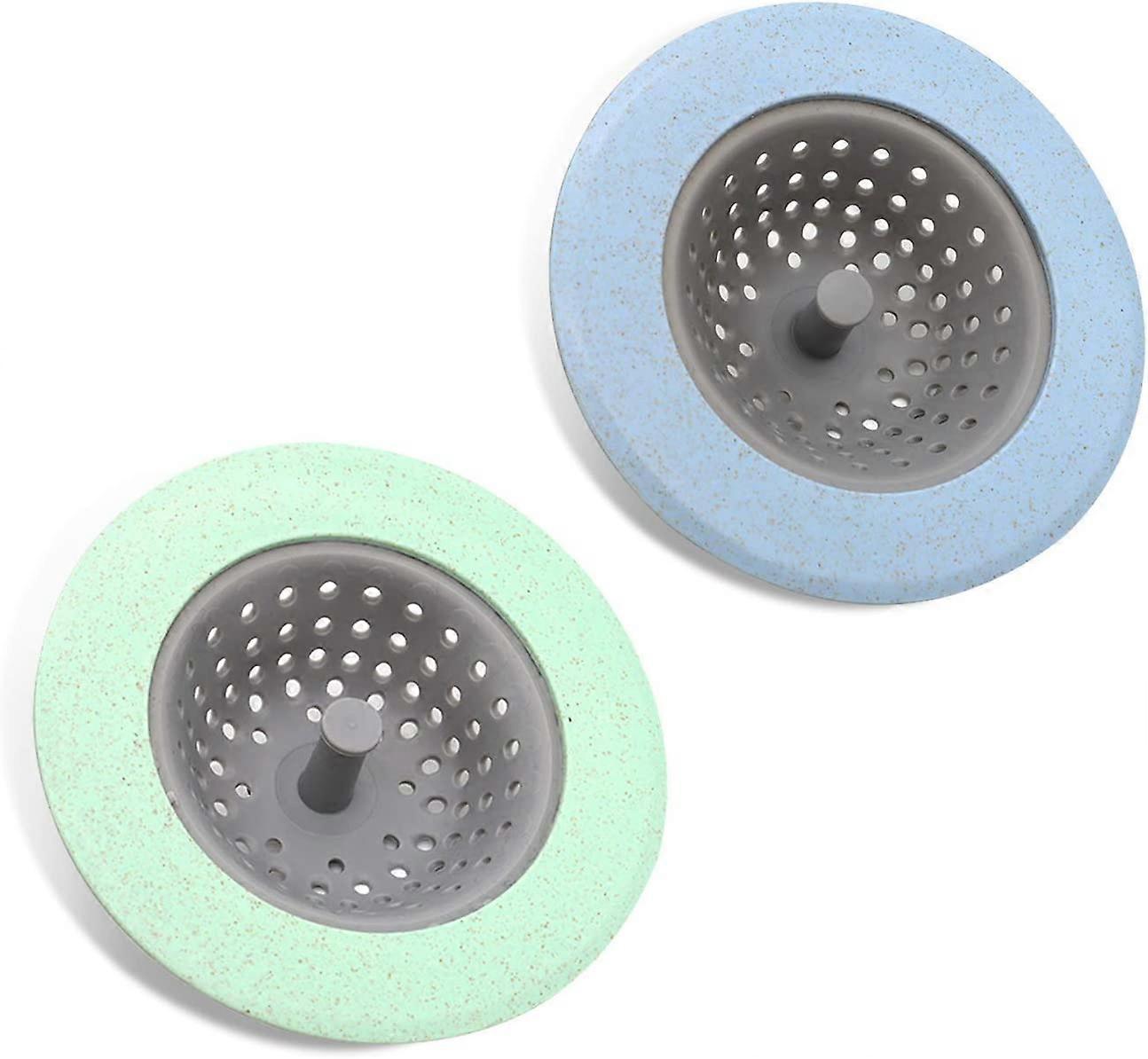 2er-Pack Küchenspüle Abflusssieb, Silikon Lebensmittelspüle Sieb, Abflussabdeckung Küchenspülenkorb für Küchenspüle (Blau + Grün)