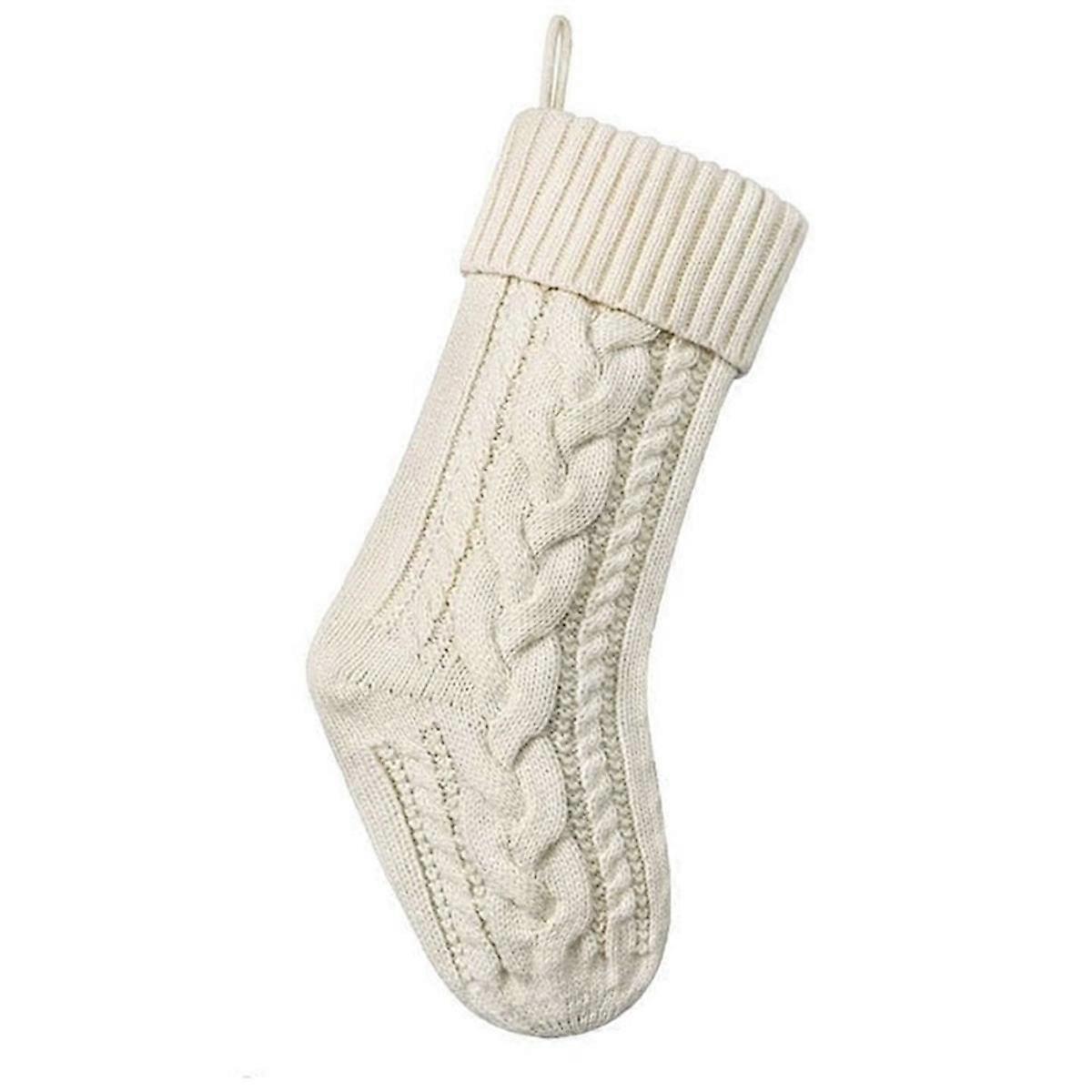 Knitted Christmas Stockings for Family - White Fireplace Hanging Socks