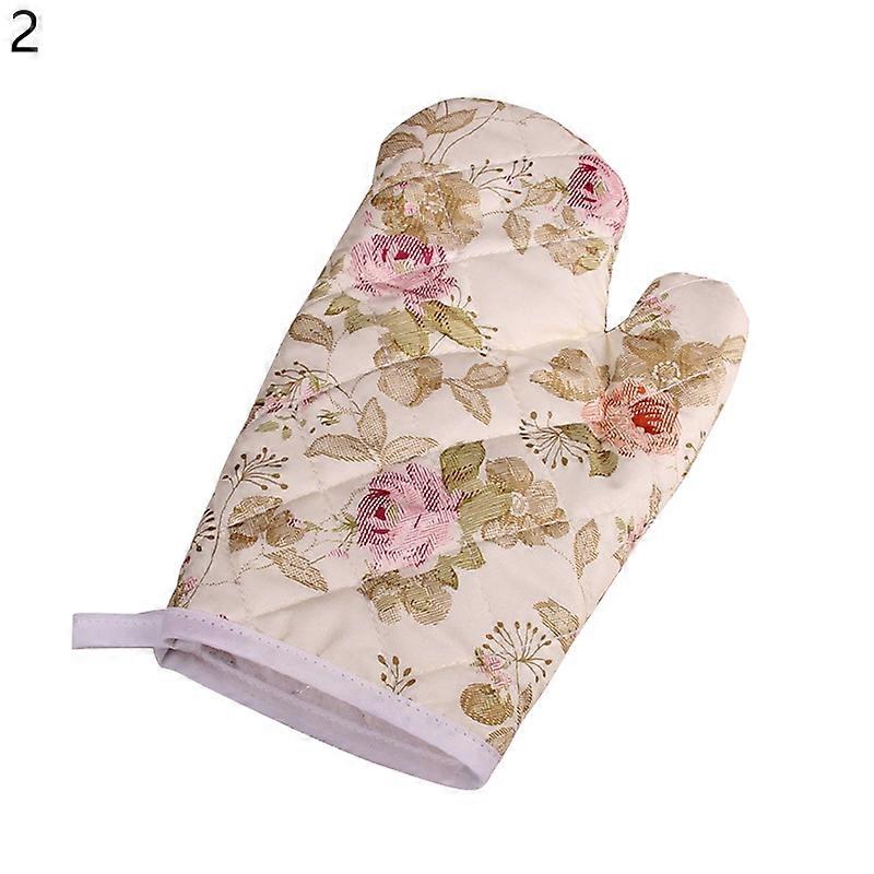 1Pc Oven Mitt Soft Texture Heat Resistant Polyester Floral Printed Microwave Glove Baking Accessories KAESI