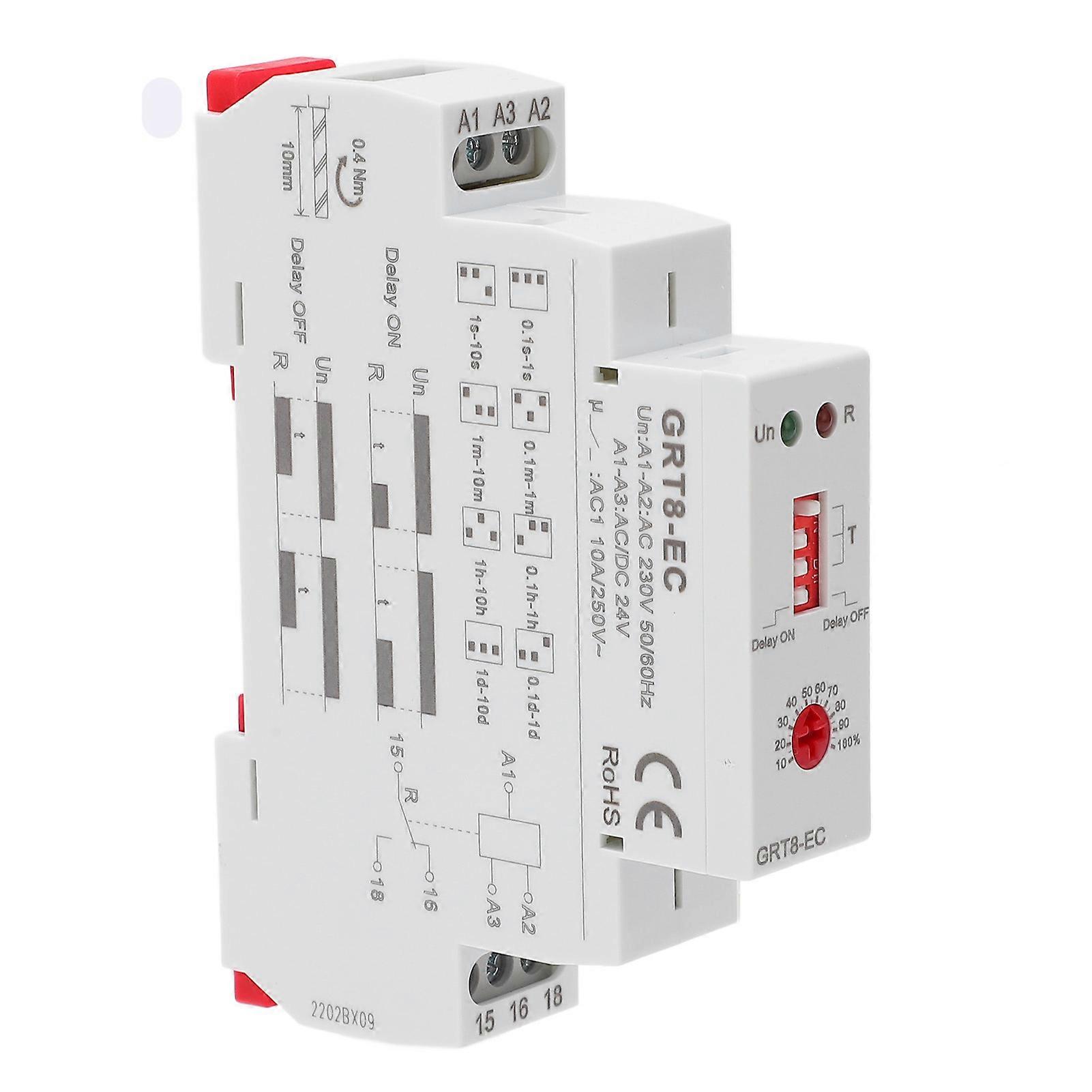 Relais temporisé multifonction à double fonction avec indicateur LED (AC 230 V ou AC 24 V CC)