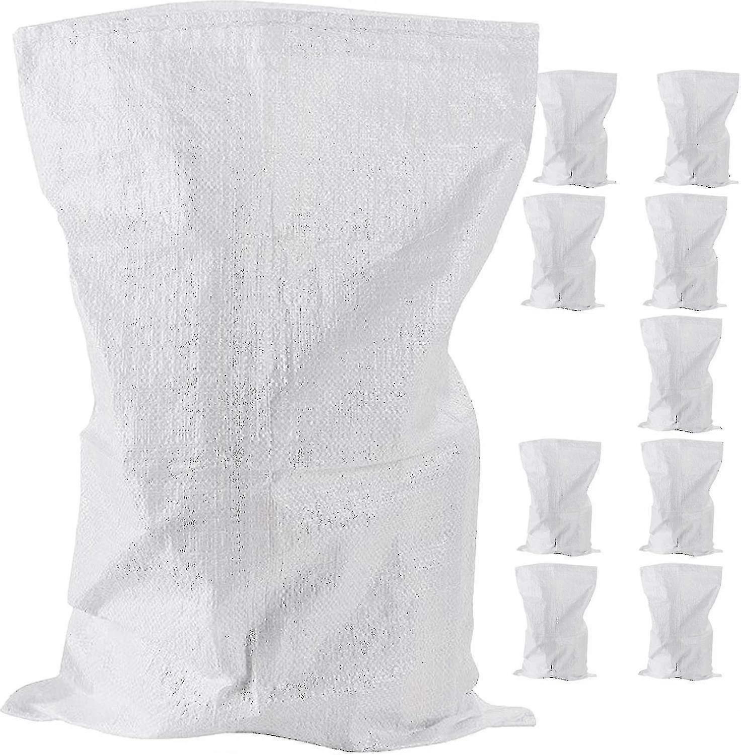 10 Pack Woven Rubble Bags - Heavy Duty Polypropylene Construction Bags - Strong White Bags - Jumbo Industrial Storage Bags - 45 X 75cm