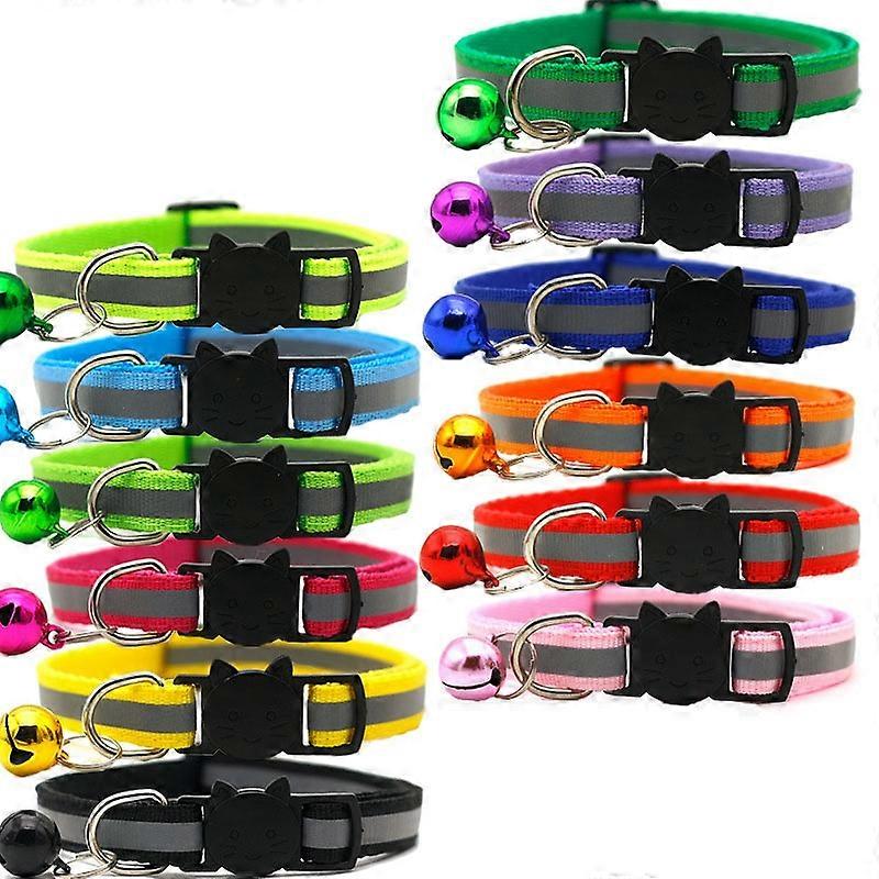 12 Pcs Reflective Collars Quick Release Safety Buckle with Adjustable 19-32cm (12 Colors)