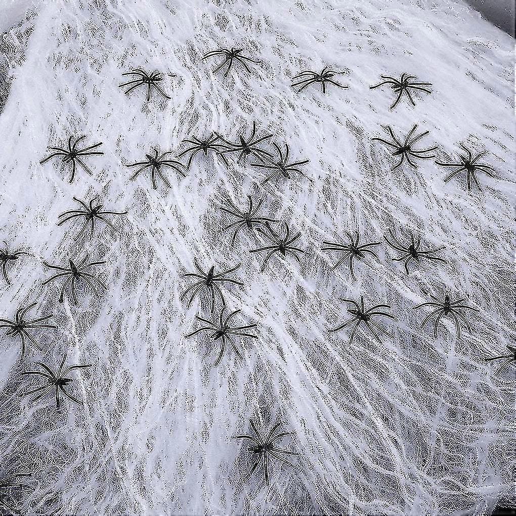 Spooky Spider Halloween Decoration Cobweb Webbing With 30 Spiders