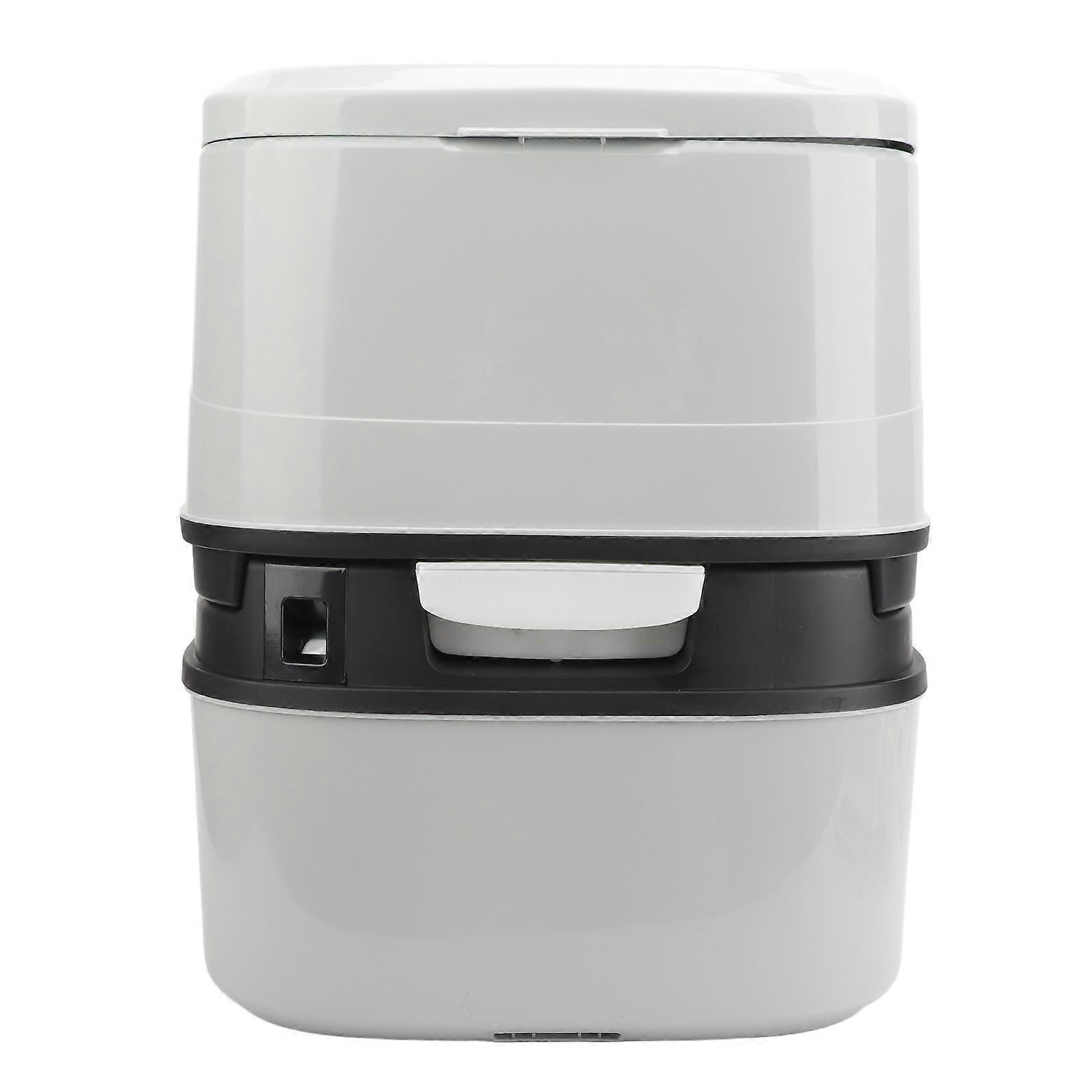 6.3 Gallons RV Portable Toilet with Piston Pump and Level Indicator Double Outlet Flush Travel Potty for RV Camping Hiking Boating Gray