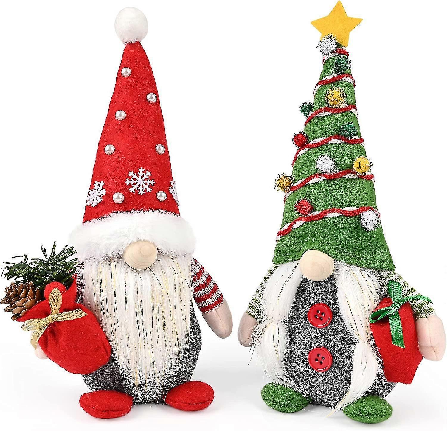 2pcs Christmas Gnomes Plush Decorations, Handmade Xmas Gnomes Plush Ornaments