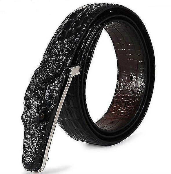 Ceinture boucle crocodile en cuir antiquenoir