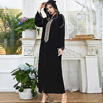 Caftan Marocain Femme Rose En Coton - Robe Traditionnelle Automne/hiver - Fait Main Au Maroc