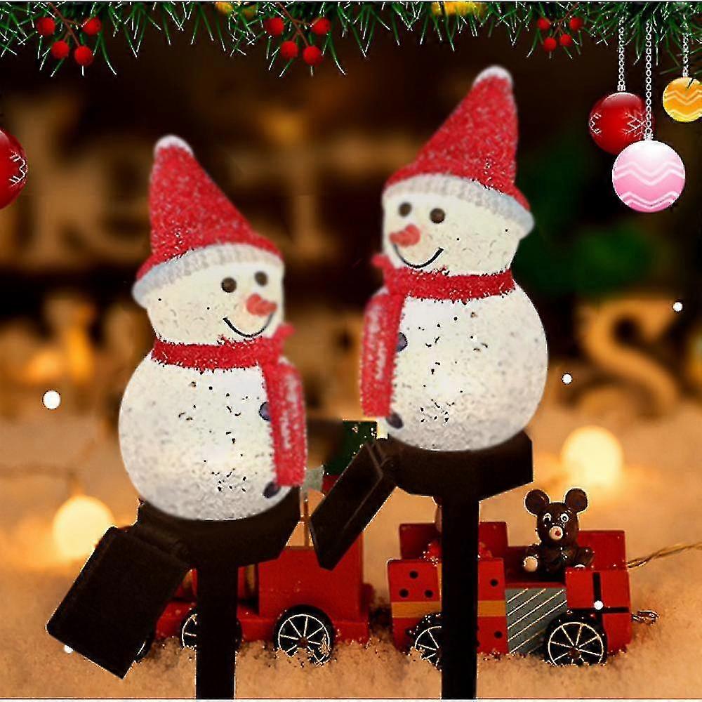 Christmas Snowman Path Lights 2 Pack Led Solar Plug-In Lights