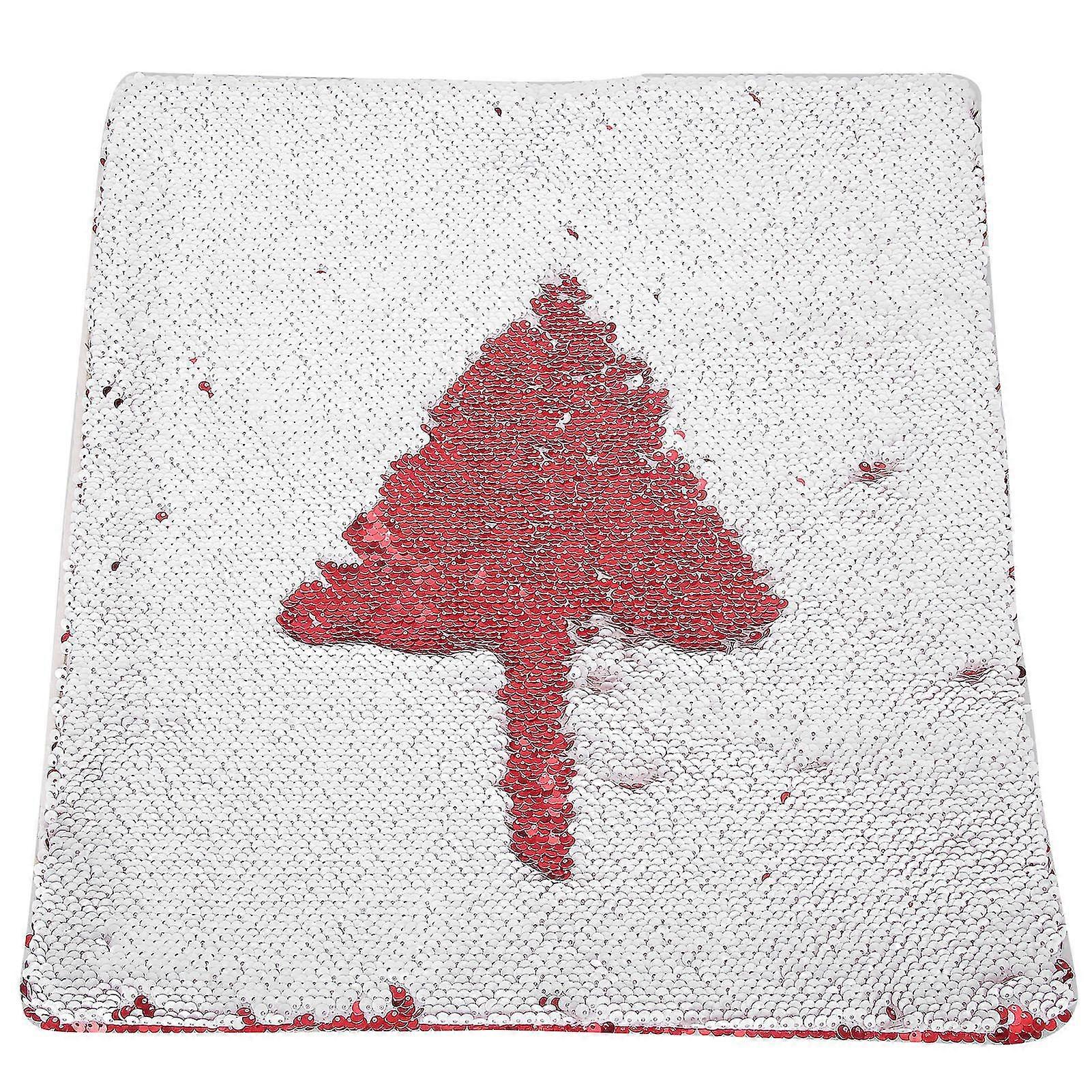 Sequin Suede Fabric Pillow Case Cushion Covers - Red White with Zipper