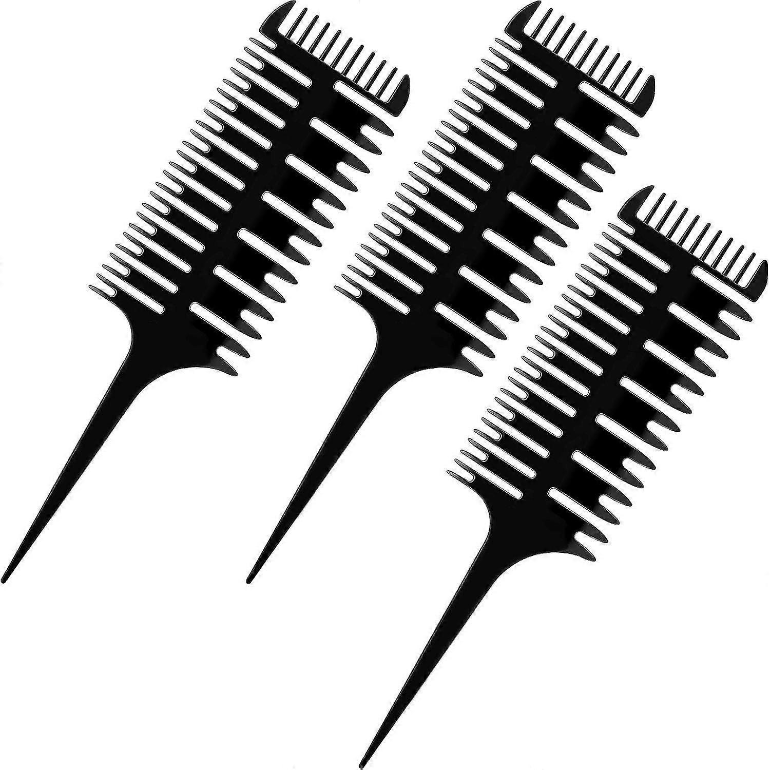 3 Pieces 3-way Hair Highlighting Sectioning Comb 3-sided Highlights Comb Weaving Sectioning Foiling Highlighting, Microbraiding