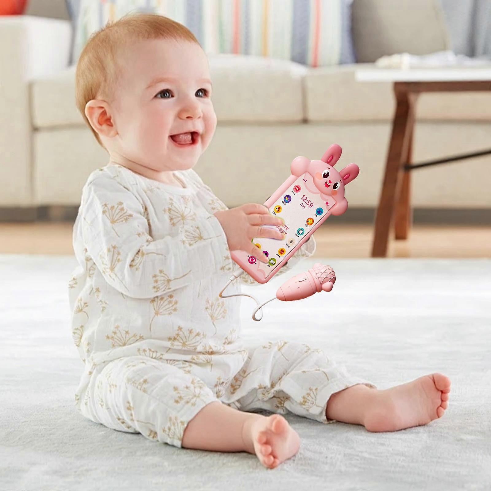 Kids Early Education Learning Mobile Phone Toy With USB Charging Microphone 15 Keys Screen Analog Dialing And Volume Adjustment For Toddlers
